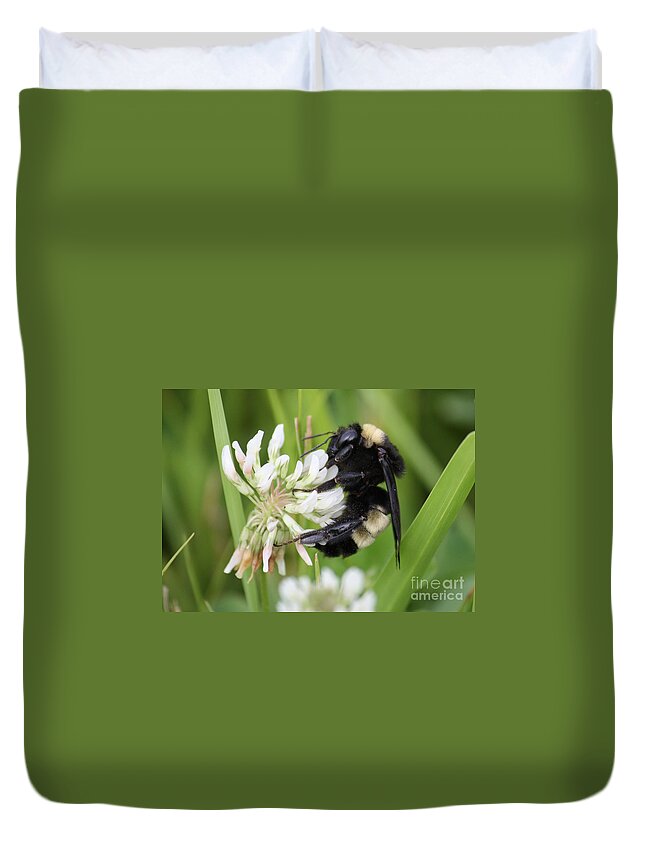 Bumble Bee Duvet Cover featuring the photograph Bumble Bee by the Pond by Carol Groenen