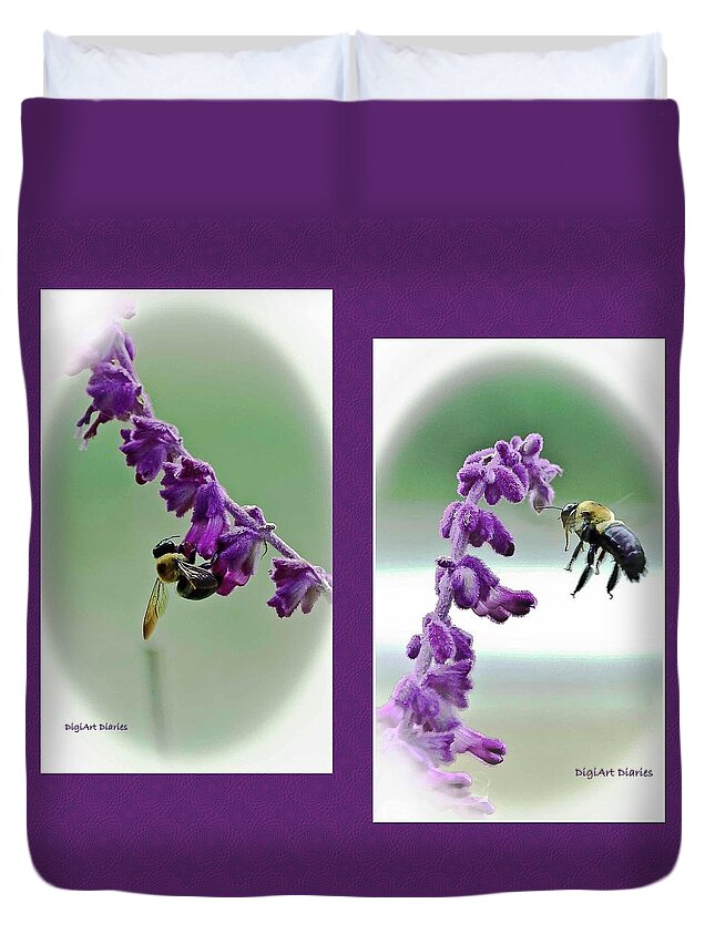 Bumblebees Duvet Cover featuring the photograph Bumbling About by DigiArt Diaries by Vicky B Fuller