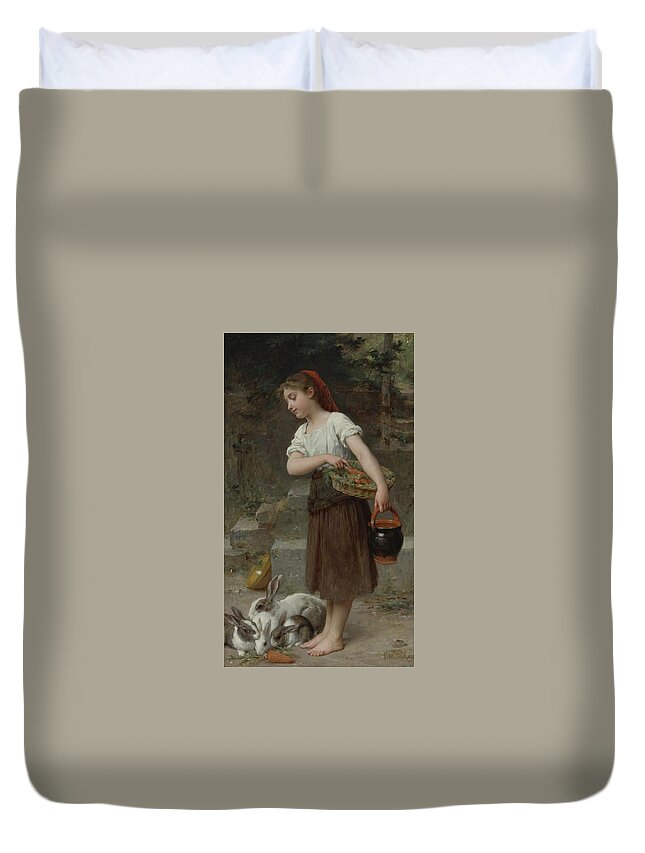 Bunies Duvet Cover featuring the painting Bunies by MotionAge Designs