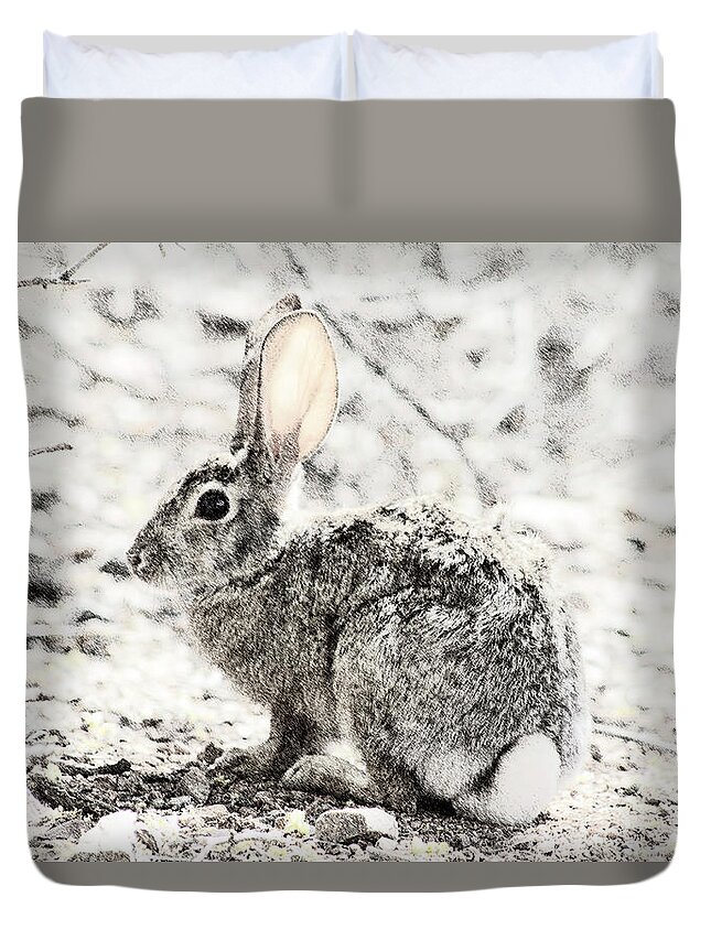 Bunny Duvet Cover featuring the digital art Bunny by Darrell Foster