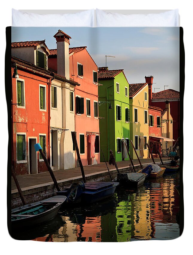 Burano Duvet Cover featuring the photograph Burano Reflections by Dennis Hedberg