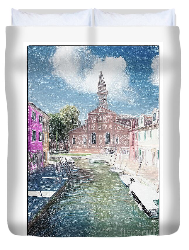  Duvet Cover featuring the photograph Burano Sketch I by Jack Torcello