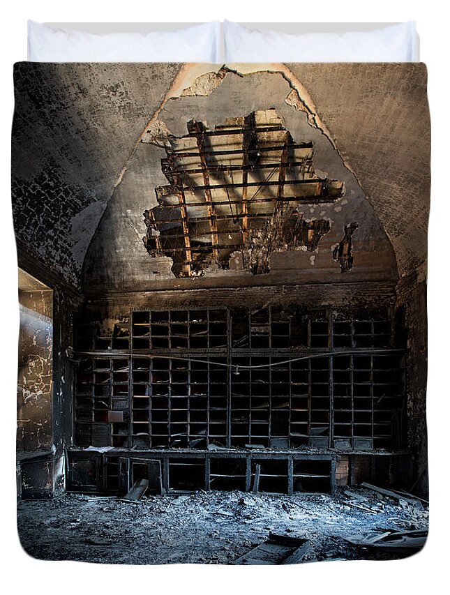 Abandoned Duvet Cover featuring the photograph Bureaucracy Exploded - Urbex by Dirk Ercken
