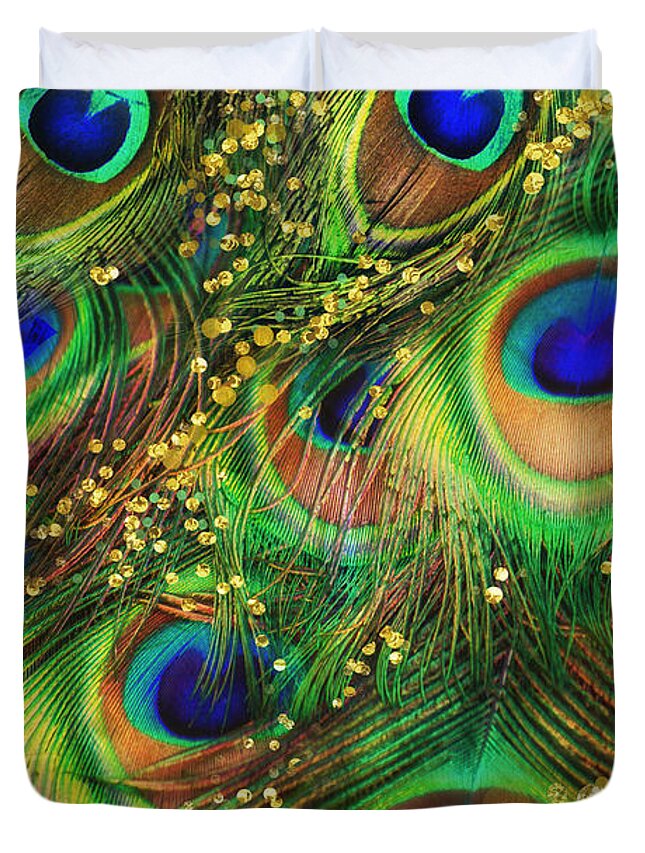 Buried Treasure Fantasy Peacock Feathers Laden With Gold Duvet
