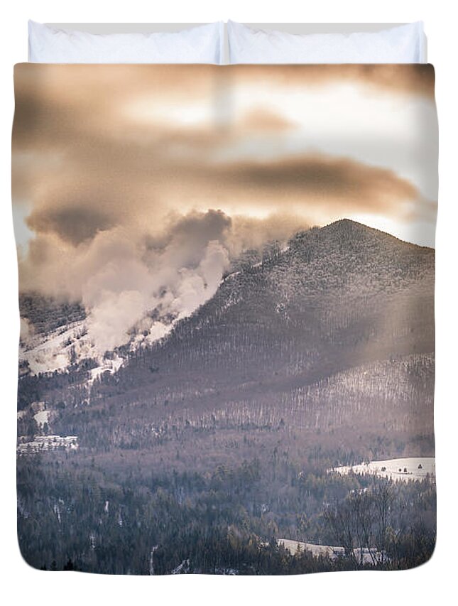 Vermont Duvet Cover featuring the photograph Burke Mountain Snowmaking by Tim Kirchoff
