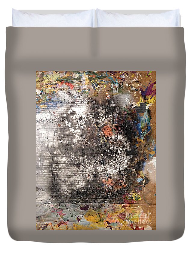 Abstract Duvet Cover featuring the painting Burn Crackle Fizz by Anne Cameron Cutri