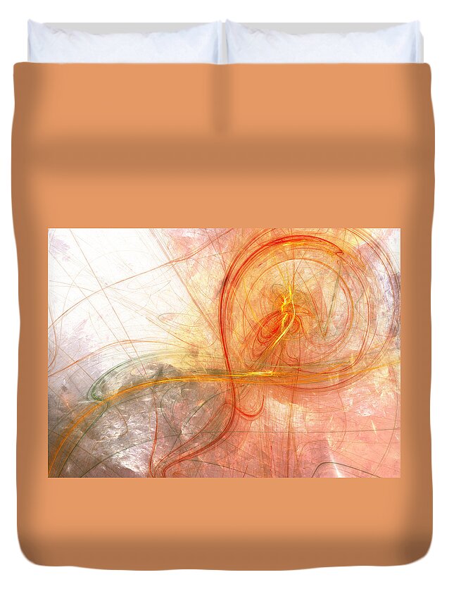 Treble Clef Duvet Cover featuring the digital art Burning treble clef by Martin Capek