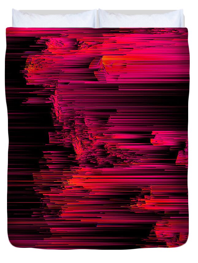 Glitch Duvet Cover featuring the digital art Burnout - Pixel Art by Jennifer Walsh