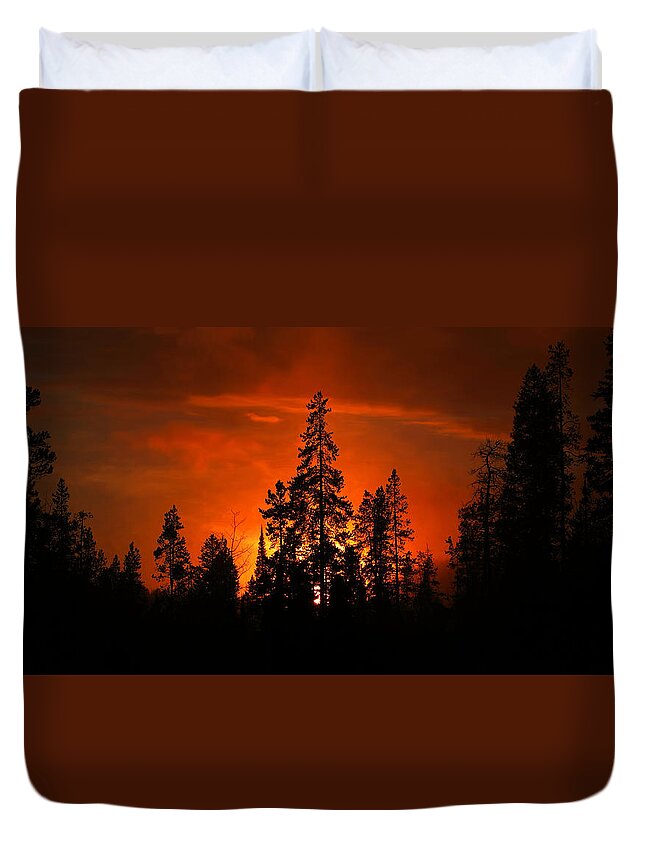 Winter Duvet Cover featuring the photograph Burnt Orange Sunset by David Andersen