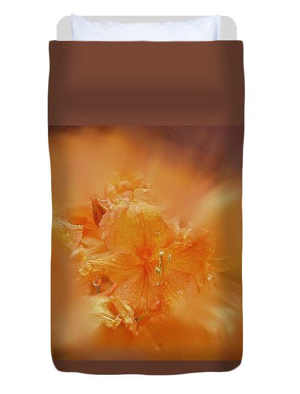 Orange Azalea Duvet Cover featuring the photograph Burst of Gold by Richard Cummings