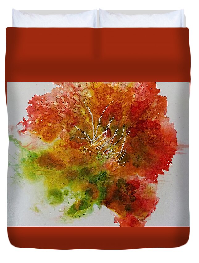 Watercolor Duvet Cover featuring the painting Burst of Nature by Carolyn Rosenberger