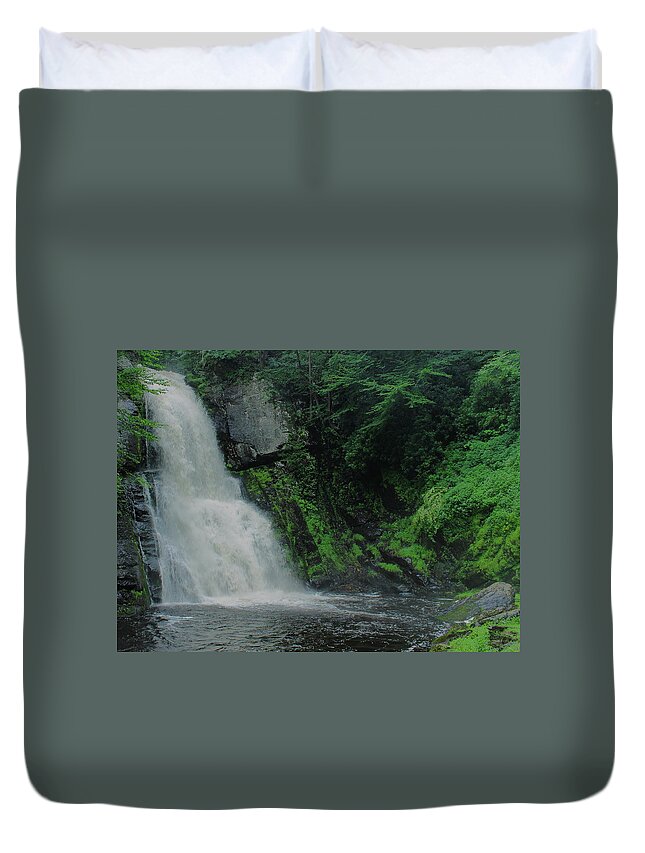 Bushkill Falls Duvet Cover featuring the photograph Bushkill Falls by Jeff Heimlich