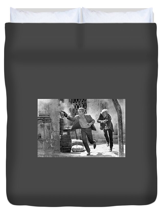 Butch Cassidy And The Sundance Kid Duvet Cover featuring the photograph Butch Cassidy and the Sundance Kid - Newman and Redford by Georgia Clare