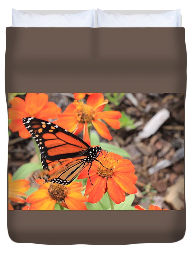 Butterfly Duvet Cover featuring the photograph Butterflies at The Flowering Bridge by Karen Ruhl