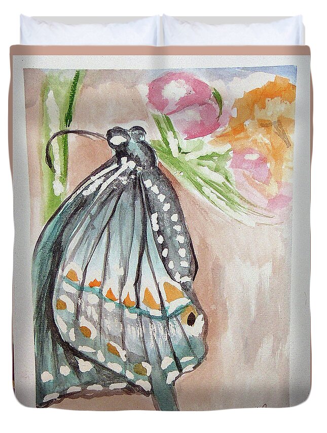  Duvet Cover featuring the painting Butterfly 4 by Loretta Nash
