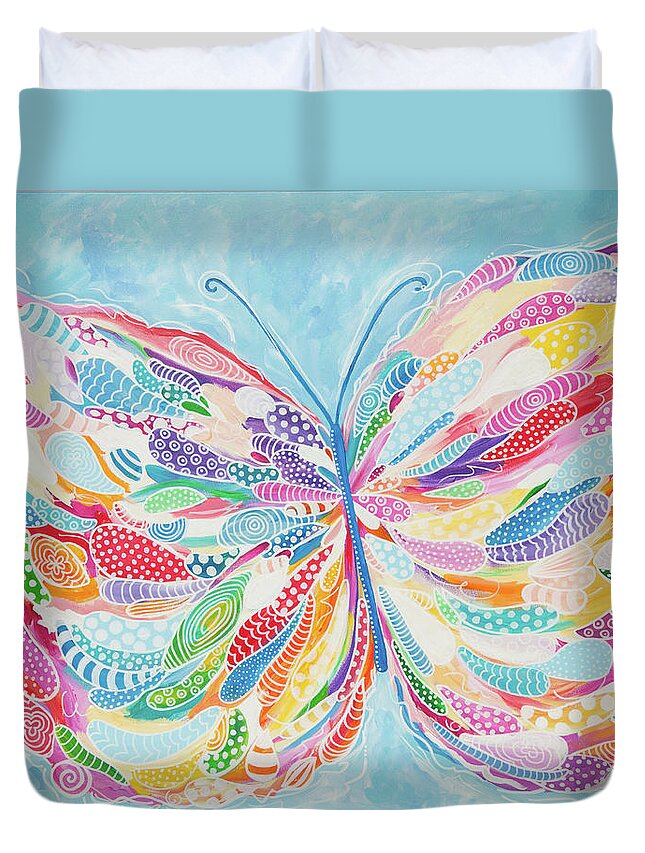 Butterfly Duvet Cover featuring the painting Butterfly by Beth Ann Scott