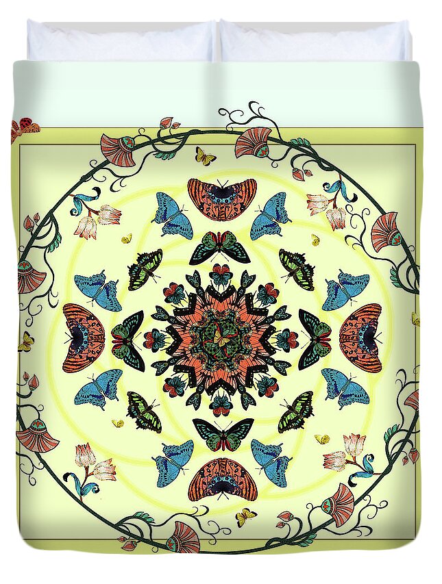 Butterflies Duvet Cover featuring the digital art Butterfly Garden Abstract by Deborah Smith
