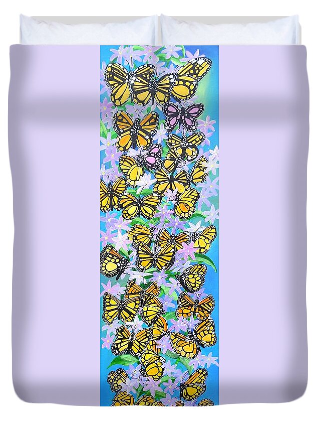 Butterfly Duvet Cover featuring the painting Butterfly Paradise by Karen Jane Jones