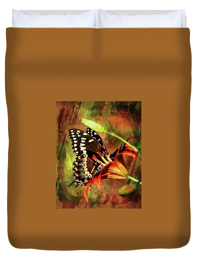 Butterfly Kiss Print Duvet Cover featuring the photograph Butterfly Kiss by Sheri McLeroy