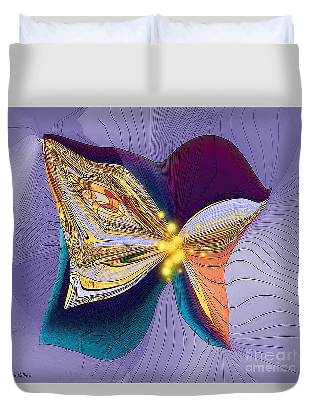Illustration Duvet Cover featuring the digital art Butterfly Love by Iris Gelbart