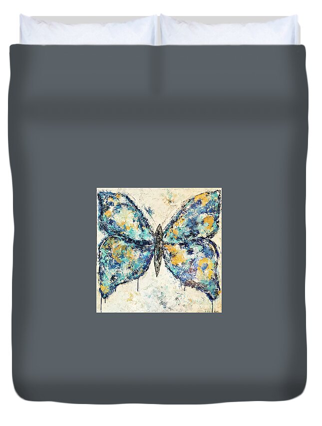 Butterfly Duvet Cover featuring the painting Butterfly Love by Kirsten Koza Reed