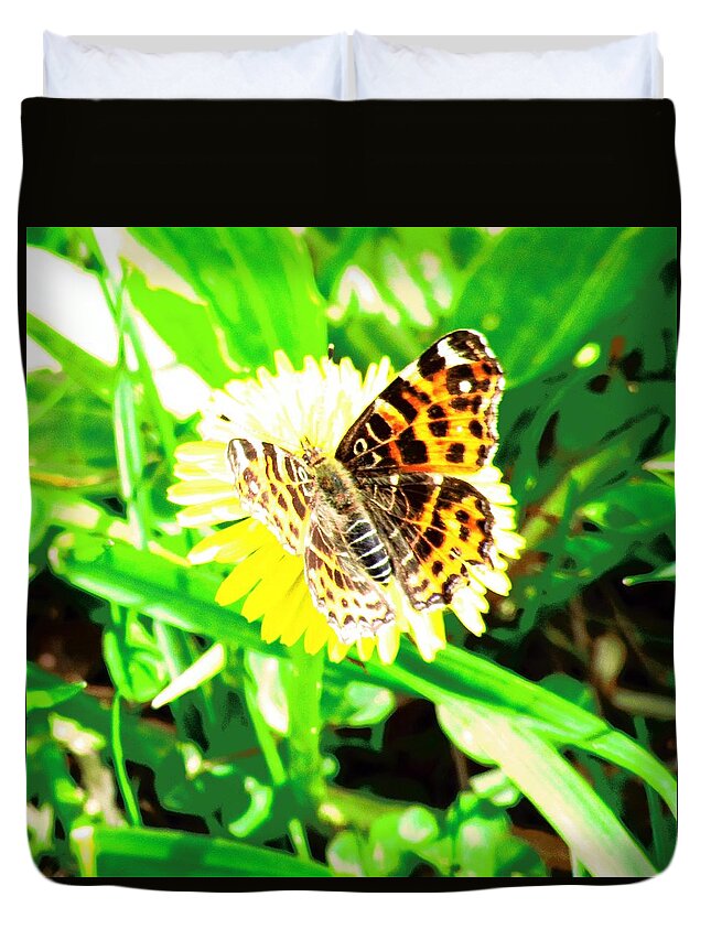Dandelion Duvet Cover featuring the photograph Butterfly by Vesna Martinjak