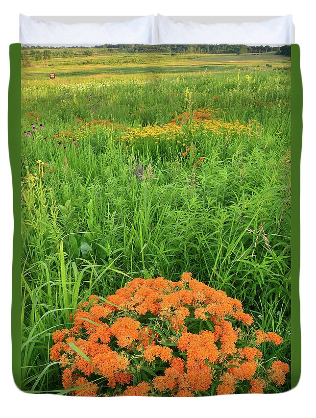 Illinois Duvet Cover featuring the photograph Butterfly Weed Prairie by Ray Mathis
