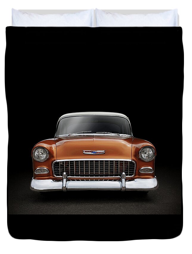 Car Duvet Cover featuring the digital art Butterscotch Bel Air by Douglas Pittman