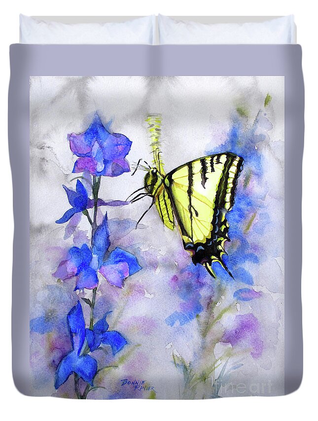 Tiger Swallowtail Butterfly Duvet Cover featuring the painting Butteryfly Delight by Bonnie Rinier