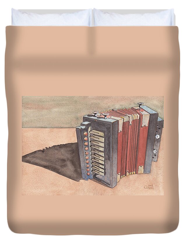 Button Duvet Cover featuring the painting Button Accordion by Ken Powers