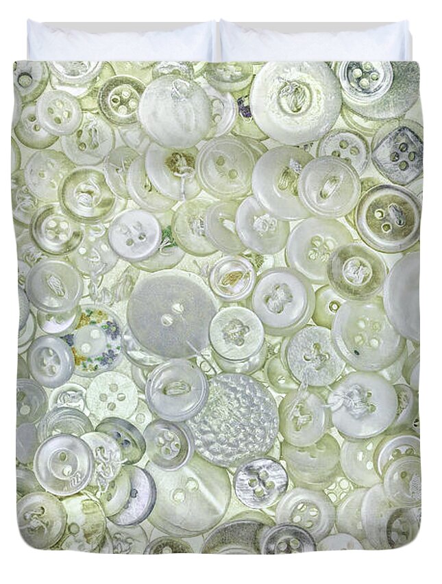 Button Duvet Cover featuring the digital art Buttons by Jean OKeeffe Macro Abundance Art