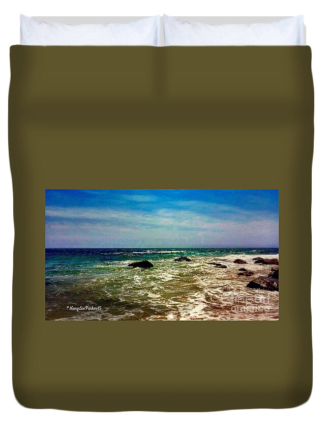Photograph Duvet Cover featuring the photograph By The Ocean by MaryLee Parker