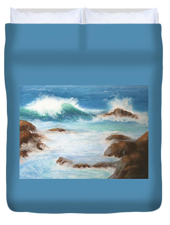 Seascape Duvet Cover featuring the pastel By the Sea by Marna Edwards Flavell