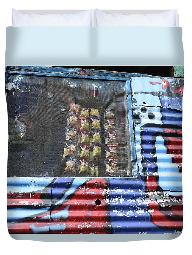 Travel Duvet Cover featuring the photograph By the shop by Sumit Mehndiratta