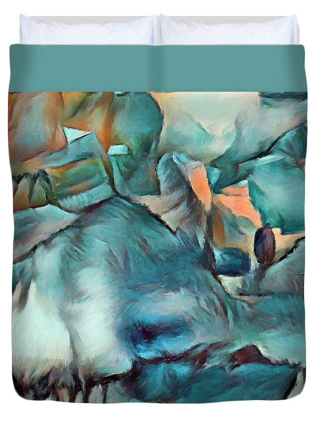 Abstract Duvet Cover featuring the painting Byzantine Abstraction by Portraits By NC