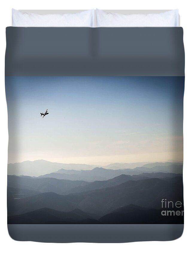 374th Airlift Wing; C-130 Hercules; Airlift; Yokota Air Base; Readiness; Military; Air Force; Airmen; Training; Exercise Duvet Cover featuring the painting C-130 Hercules by Celestial Images