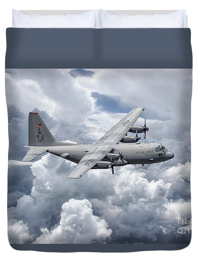 C130 Duvet Cover featuring the digital art C130 36th Airlift by Airpower Art