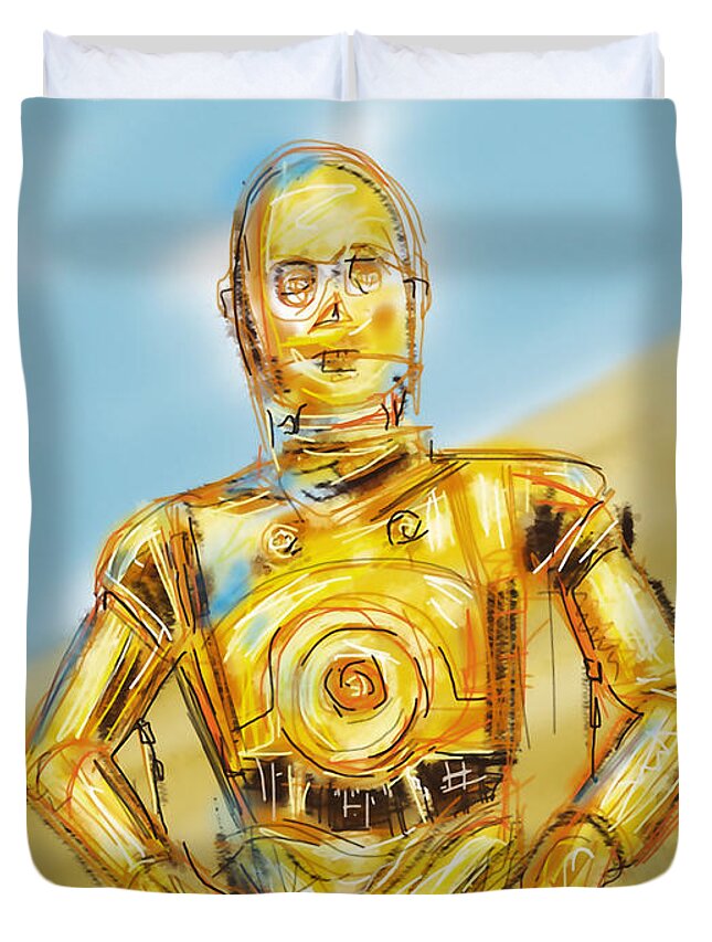 Star Wars Duvet Cover featuring the digital art C3po by Russell Pierce