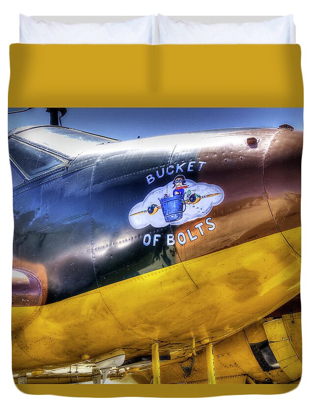 C45 Duvet Cover featuring the photograph C45 nose art by Joe Palermo