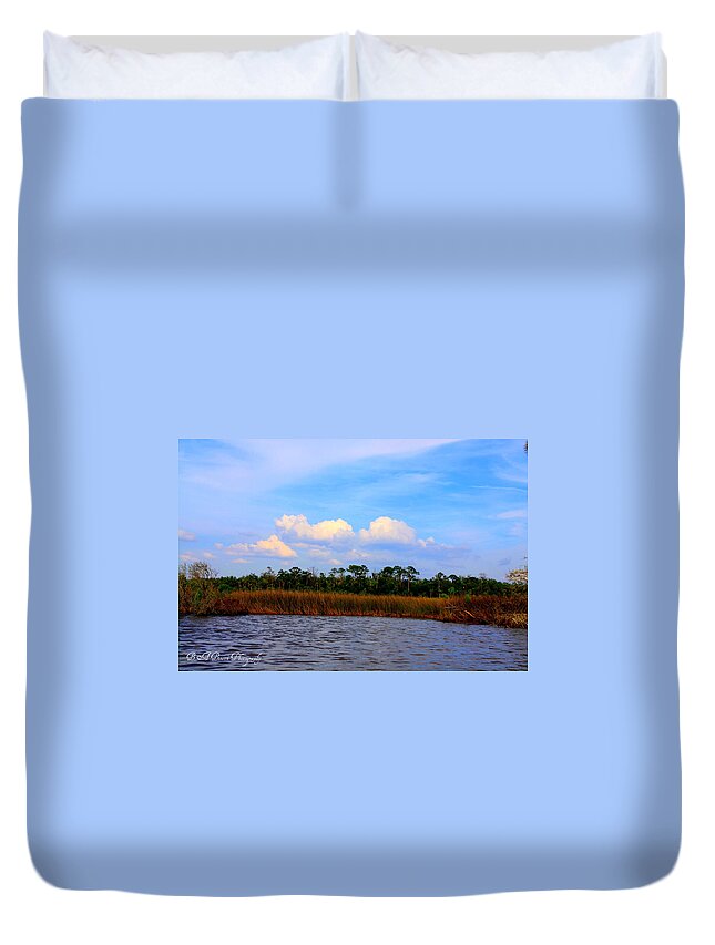 Cabbage Palms Duvet Cover featuring the photograph Cabbage Palms and Salt Marsh Grasses of the Waccasassa Preserve by Barbara Bowen