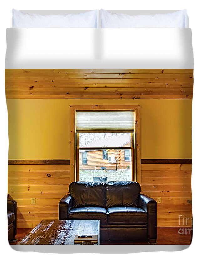 Rental Duvet Cover featuring the photograph Cabin Interior 8 by William Norton