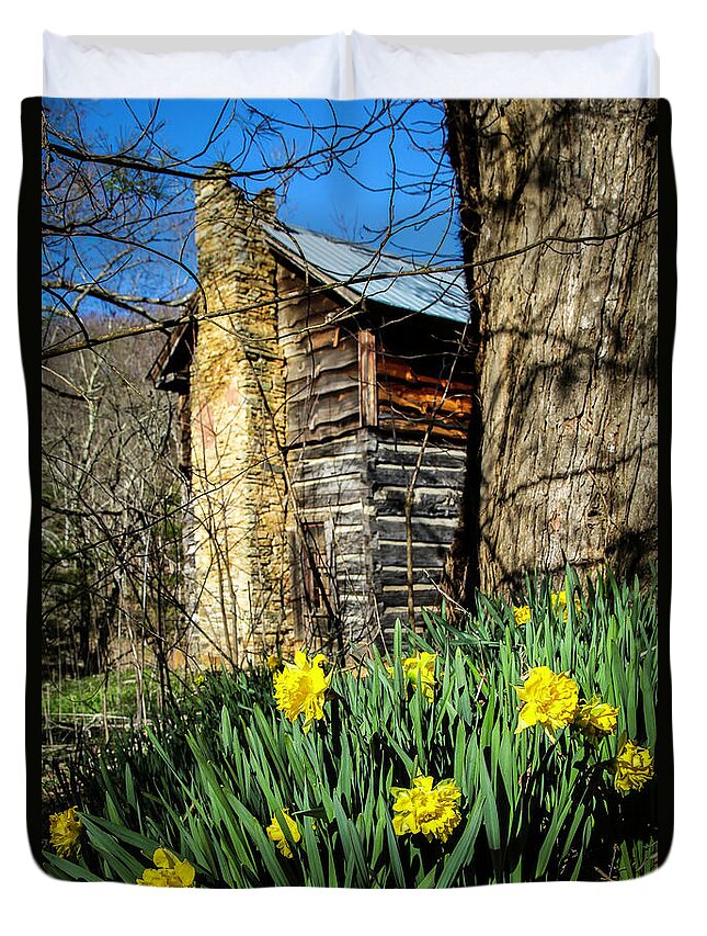 Cabin Duvet Cover featuring the photograph Cabin Spring by Dale R Carlson
