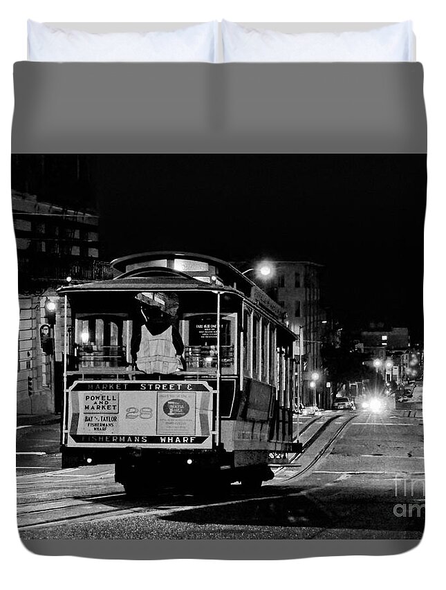 America Duvet Cover featuring the photograph Cable Car at Night - San Francisco by Carlos Alkmin