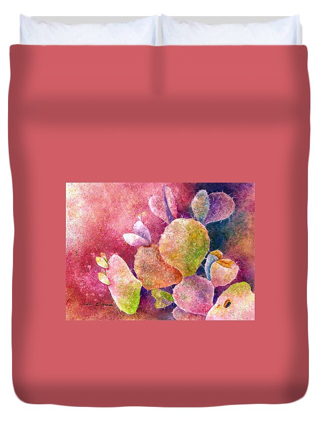 Hearts Duvet Cover featuring the painting Cactus Heart by Hailey E Herrera