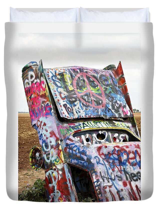 Americana Duvet Cover featuring the photograph Cadillac Ranch by Marilyn Hunt