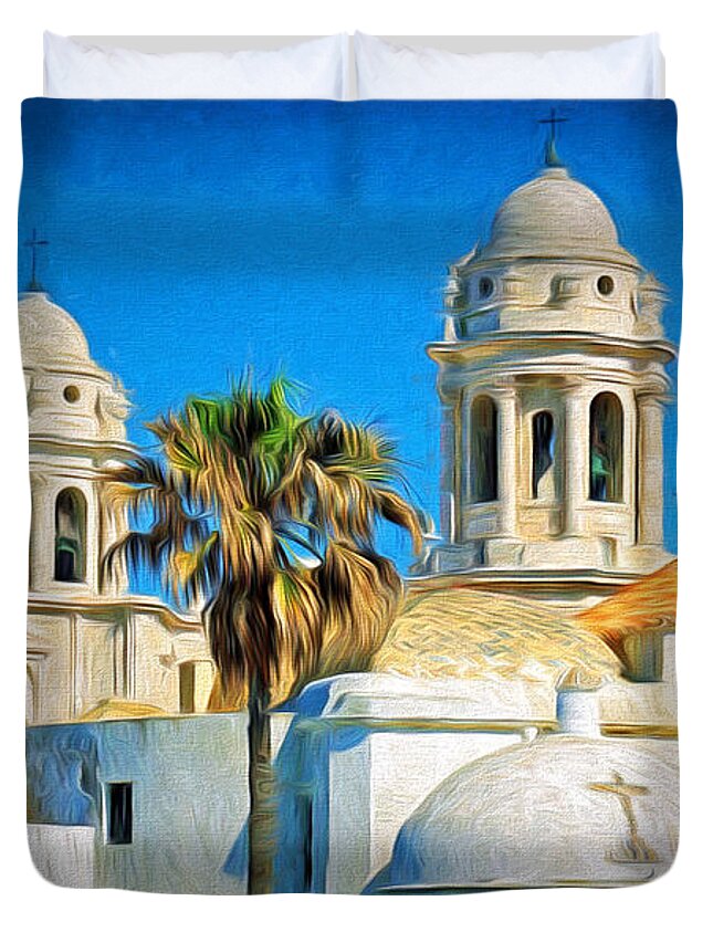 Spain Duvet Cover featuring the photograph Cadiz Cathedral by Sue Melvin