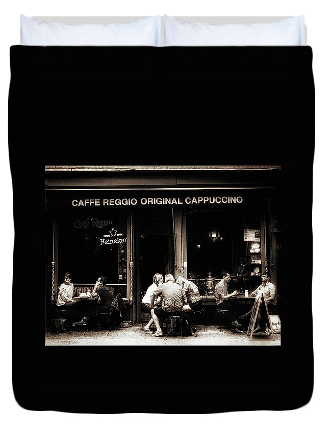 Cafe Duvet Cover featuring the photograph Caffe Reggio Scene by Jessica Jenney