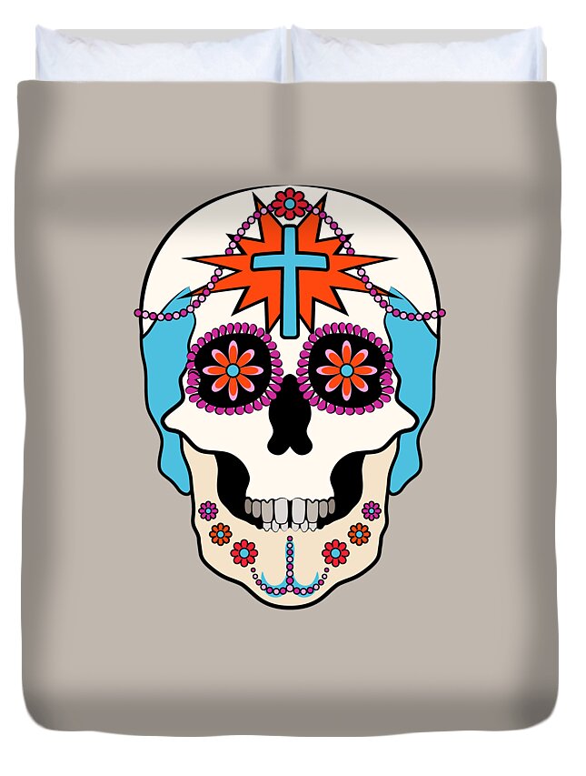 Skull Duvet Cover featuring the digital art Calavera Graphic by MM Anderson