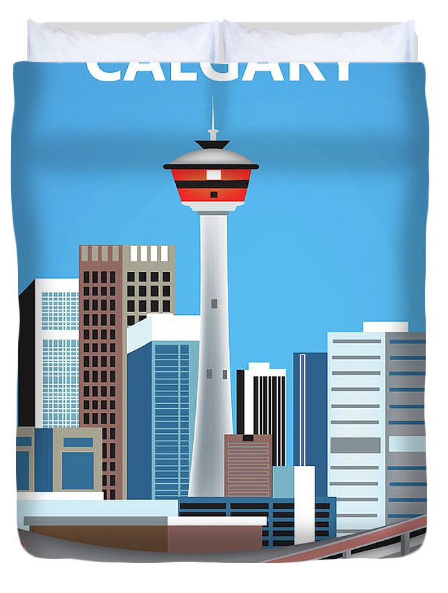 Calgary Alberta Canada Vertical Skyline Duvet Cover For Sale By