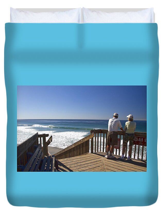 Surfer Duvet Cover featuring the photograph California View by Waterdancer 